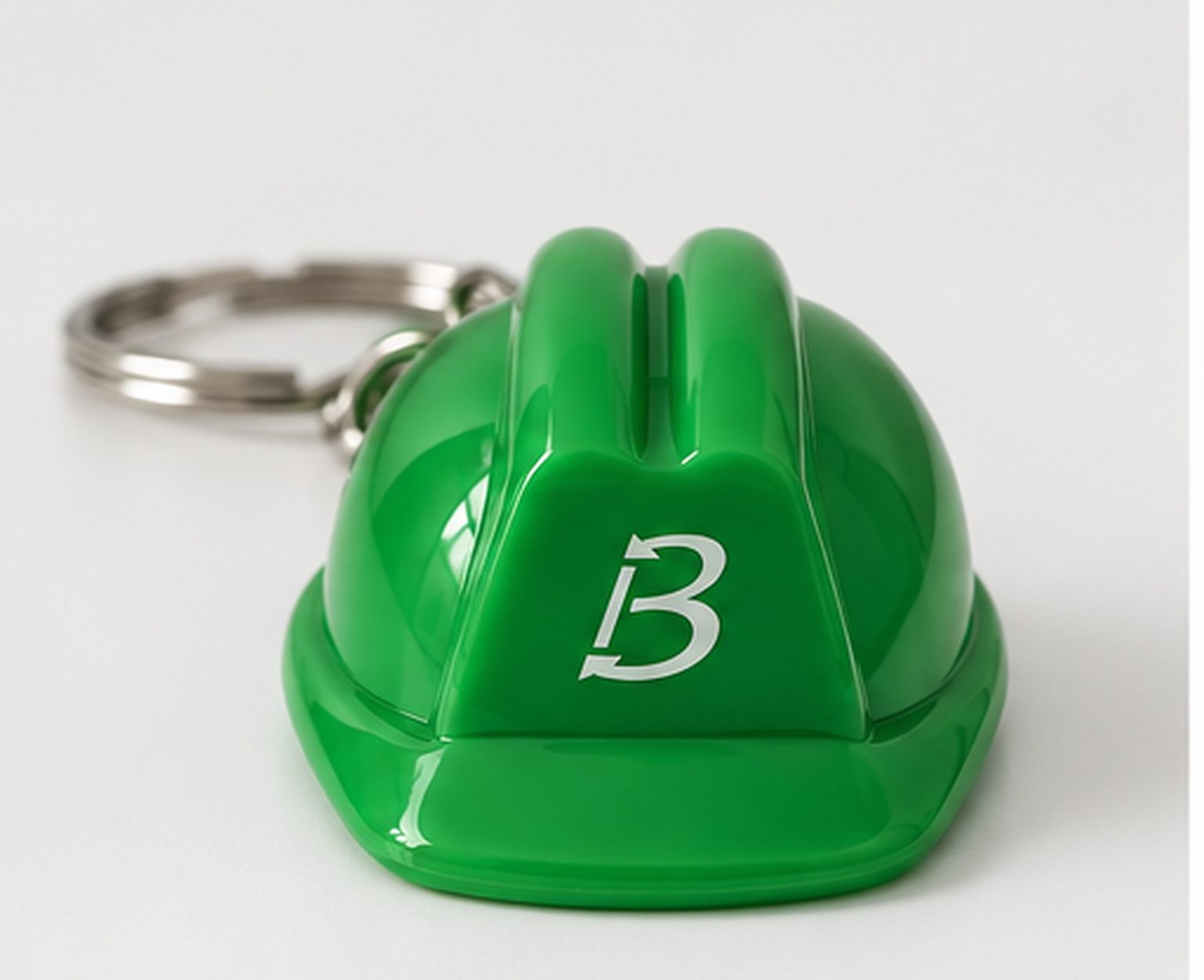 De voorkant: de vorm van de Beelen-cap, in het klein, met het B-logo